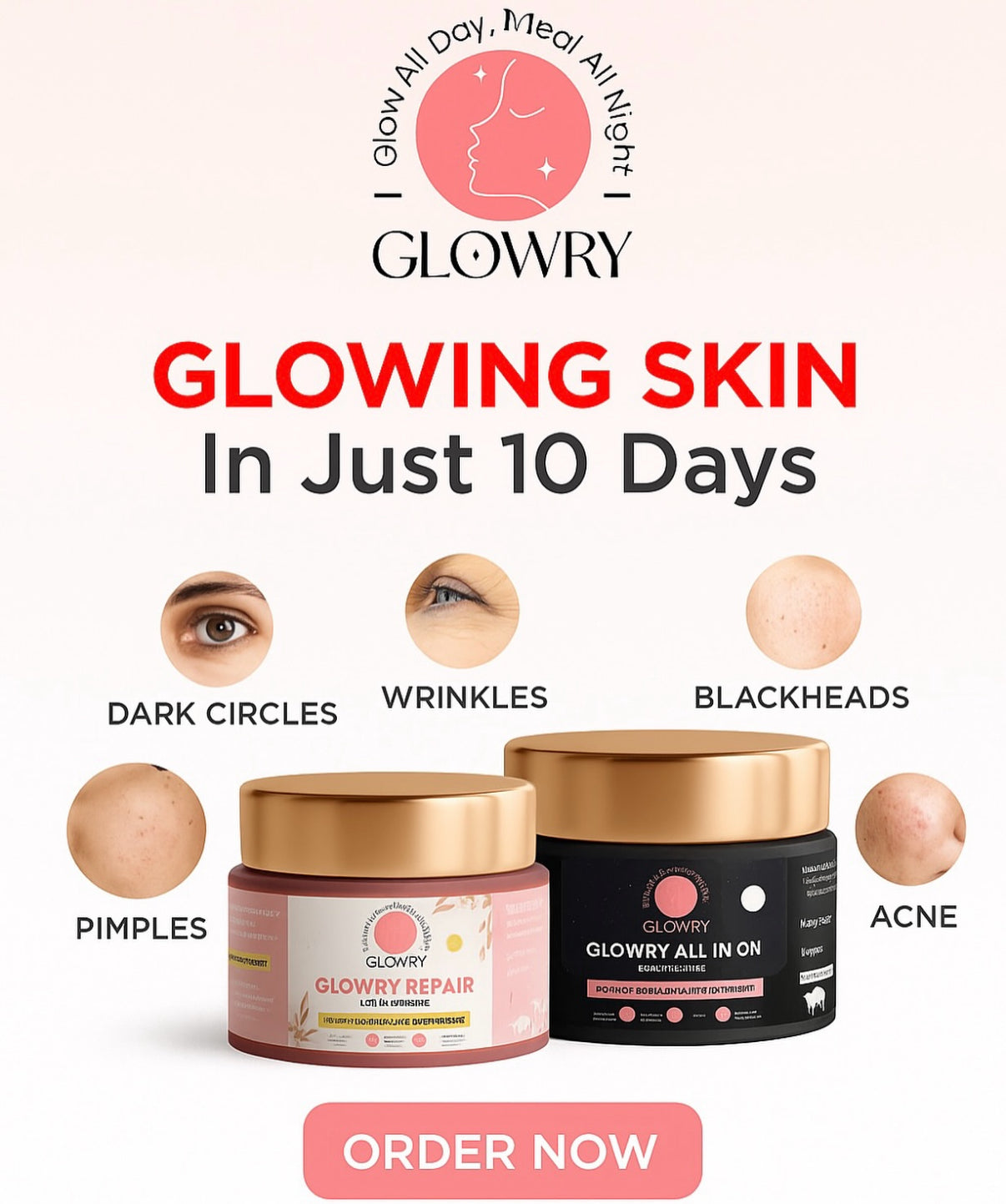 ✨ Glow All Day ☀️ & Repair All Night 🌙 — With Glowry Day & Night Cream Combo 💖